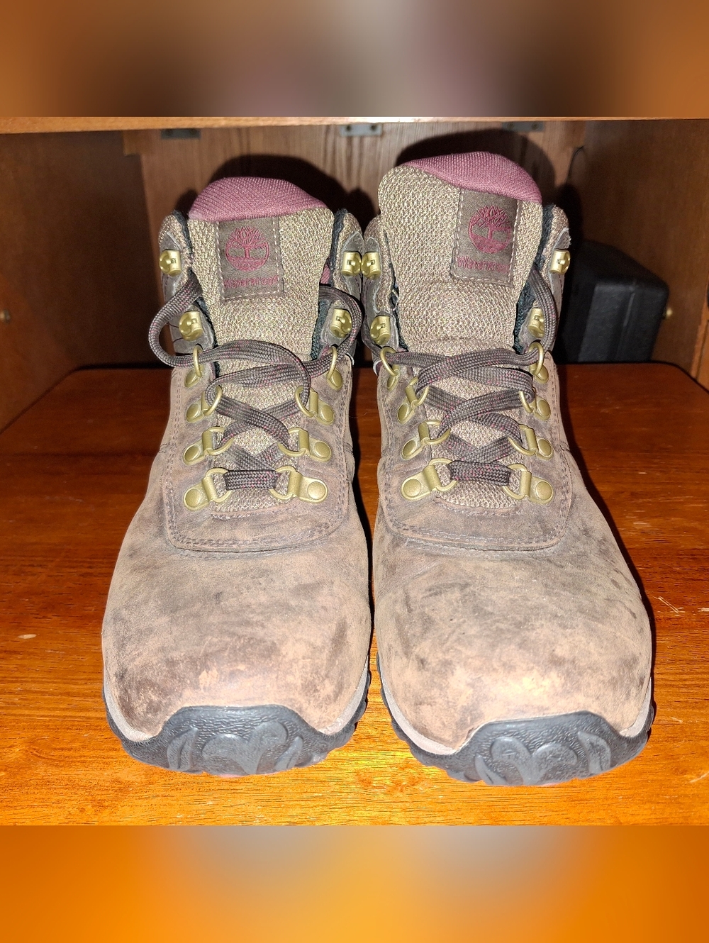 Timberland Waterproof Leather Hiking Boots Brown/Burgundy Size 9W​